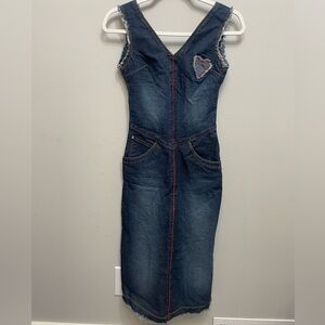 Azzure Denim Sleeveless Dress with Heart Patch Sz. M